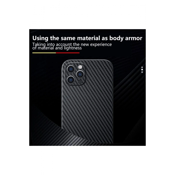 iPhone 14 Pro Max için Karbon Desenli Ultra İnce Telefon Kılıfı Minimalist Kamera Korumalı Slim