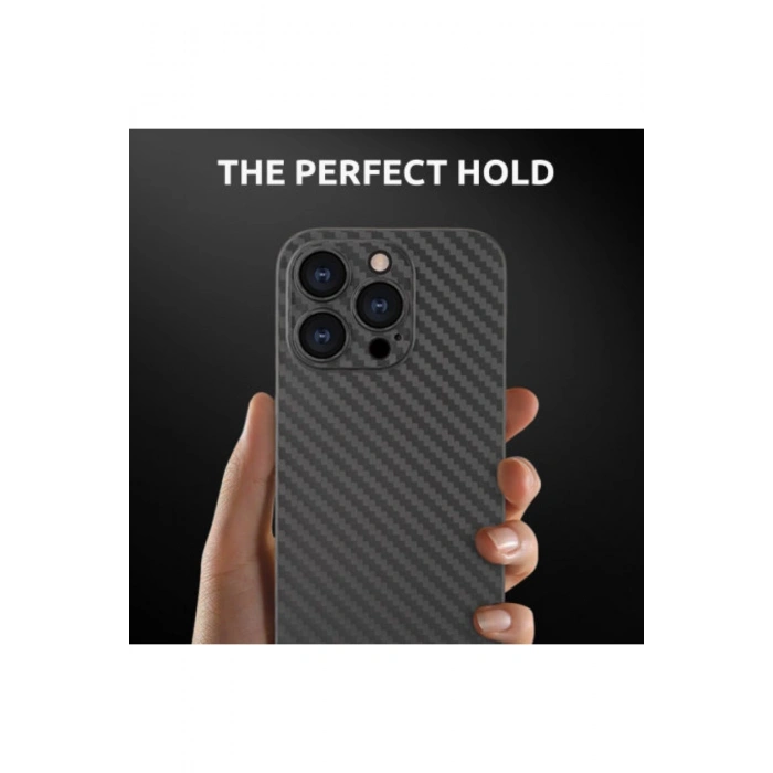 iPhone 16 Pro için Karbon Desenli Ultra İnce Telefon Kılıfı Minimalist Kamera Korumalı Ultra Slim
