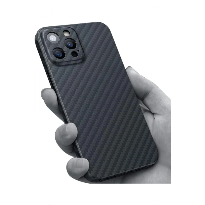 iPhone 12 Pro için Karbon Desenli Ultra İnce Telefon Kılıfı Minimalist Kamera Korumalı Ultra Slim