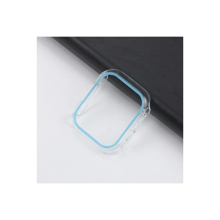 Appl Watch SE 3 44mm Uyumlu Şeffaf Neon Kasa ve Ekran Koruyucu Fosforlu Sert PC Kasa