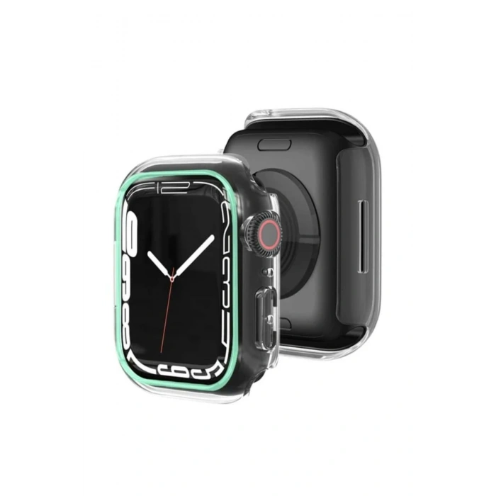 Appl Watch SE 3 44mm Uyumlu Şeffaf Neon Kasa ve Ekran Koruyucu Fosforlu Sert PC Kasa