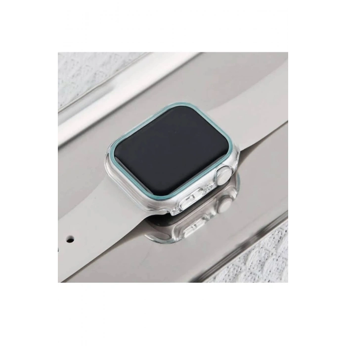 Appl Watch SE 3 44mm Uyumlu Şeffaf Neon Kasa ve Ekran Koruyucu Fosforlu Sert PC Kasa