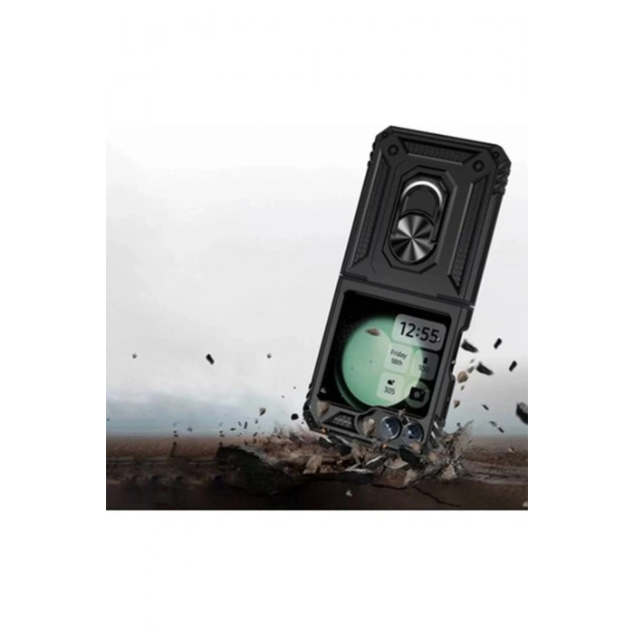 Samsung Galaxy Z Flip 7 ile Uyumlu Yüzük Stantlı Tank Kılıf