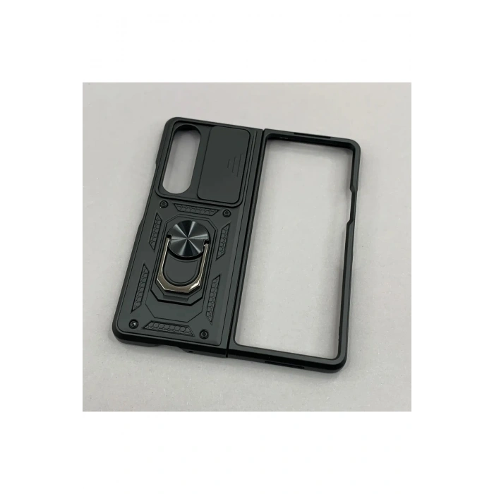Samsung Galaxy Z Fold 7 ile Uyumlu Lens Korumalı Yüzük Stantlı Tank Kılıf