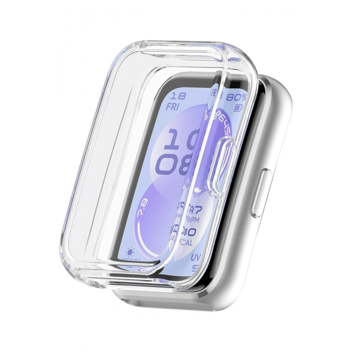Huawei Band 11 Uyumlu Yumuşak Silikon TPU Tam Kaplayan Şeffaf 360 Kasa ve Ekran Koruyucu