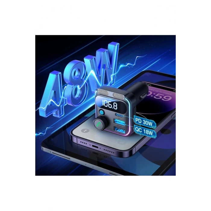 48W Çoklu Araç şarj Wireless FM Transmitter