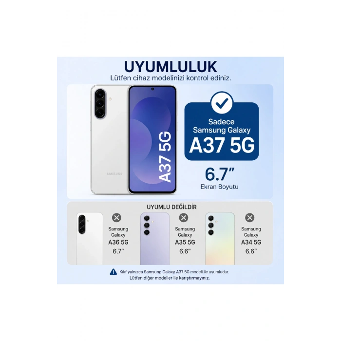 Samsun Galaxy A37 ile Uyumlu Kamera Lens Korumalı, Darbe Emici, İnce, Şeffaf, TPU Silikon Kılıf