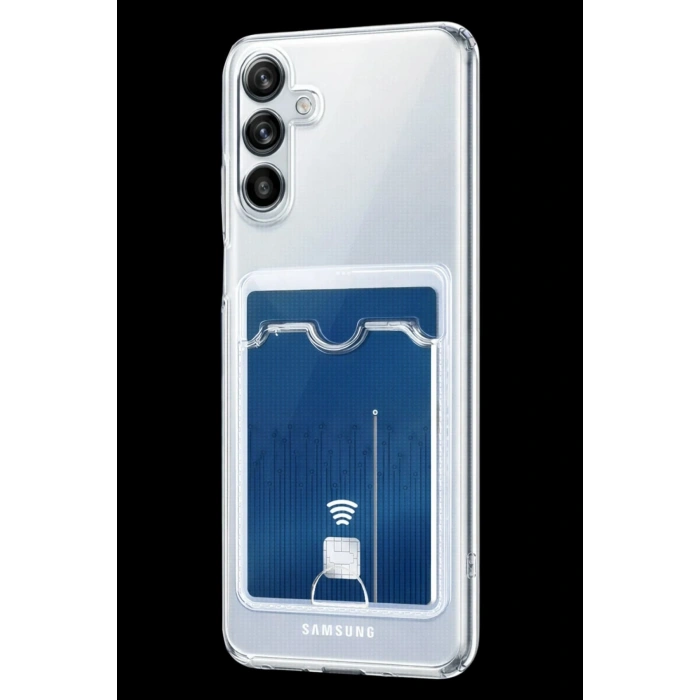 Samsun Galaxy A37 ile Uyumlu Kartlık Bölmeli Kamera Korumalı Darbe Emici Kartlıklı Şeffaf TPU Silikon Kılıf