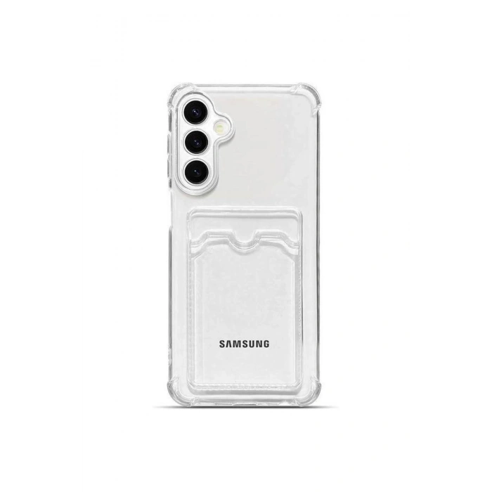 Samsun Galaxy A37 ile Uyumlu Kartlık Bölmeli Kamera Korumalı Darbe Emici Kartlıklı Şeffaf TPU Silikon Kılıf