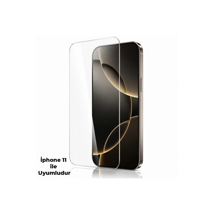 iPhone 11 ile Uyumlu 500C Temperli Kırılmaz Cam Ekran Koruyucu HD Şeffaf Tam Kaplayan Siyah Çerçevesiz Cam