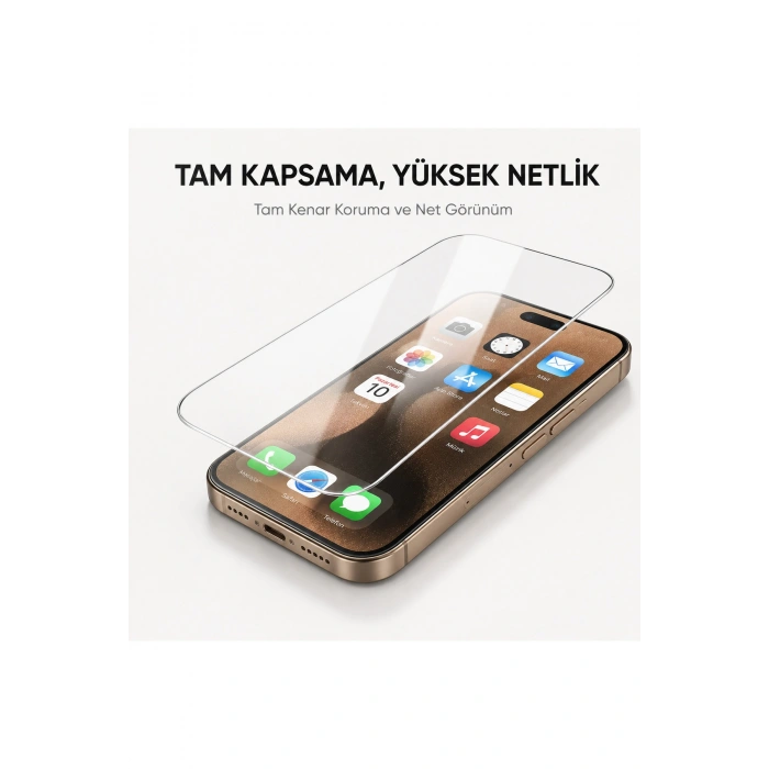 iPhone 11 ile Uyumlu 500C Temperli Kırılmaz Cam Ekran Koruyucu HD Şeffaf Tam Kaplayan Siyah Çerçevesiz Cam