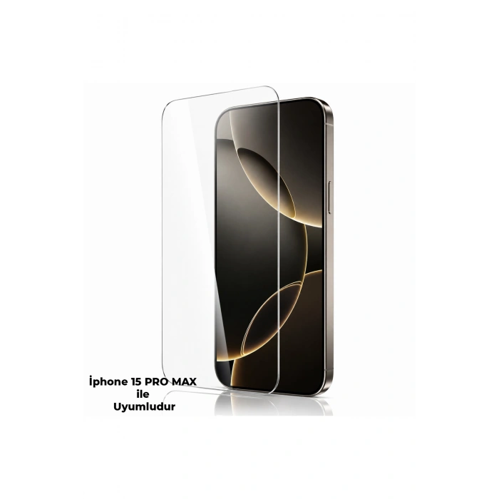 iPhone 15 PRO MAX ile Uyumlu 500C Temperli Kırılmaz Cam Ekran Koruyucu HD Şeffaf Tam Kaplayan Siyah Çerçevesiz Cam
