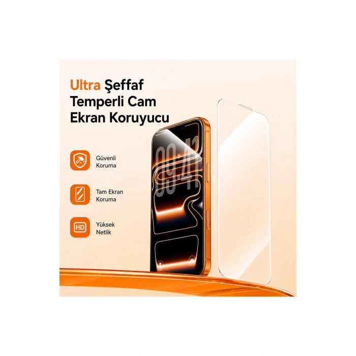 iPhone 15 PRO MAX ile Uyumlu 500C Temperli Kırılmaz Cam Ekran Koruyucu HD Şeffaf Tam Kaplayan Siyah Çerçevesiz Cam