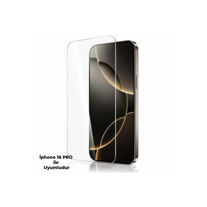 iPhone 16 PRO ile Uyumlu 500C Temperli Kırılmaz Cam Ekran Koruyucu HD Şeffaf Tam Kaplayan Siyah Çerçevesiz Cam