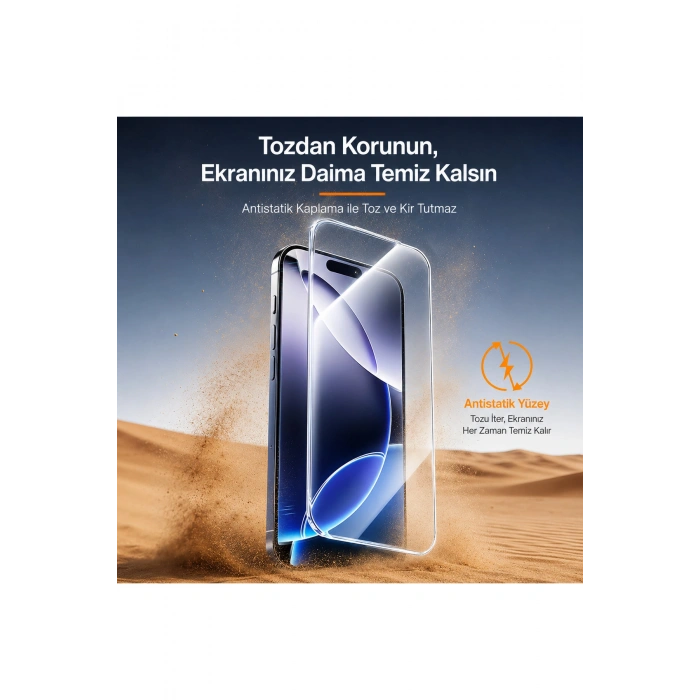 iPhone 16 PRO ile Uyumlu 500C Temperli Kırılmaz Cam Ekran Koruyucu HD Şeffaf Tam Kaplayan Siyah Çerçevesiz Cam