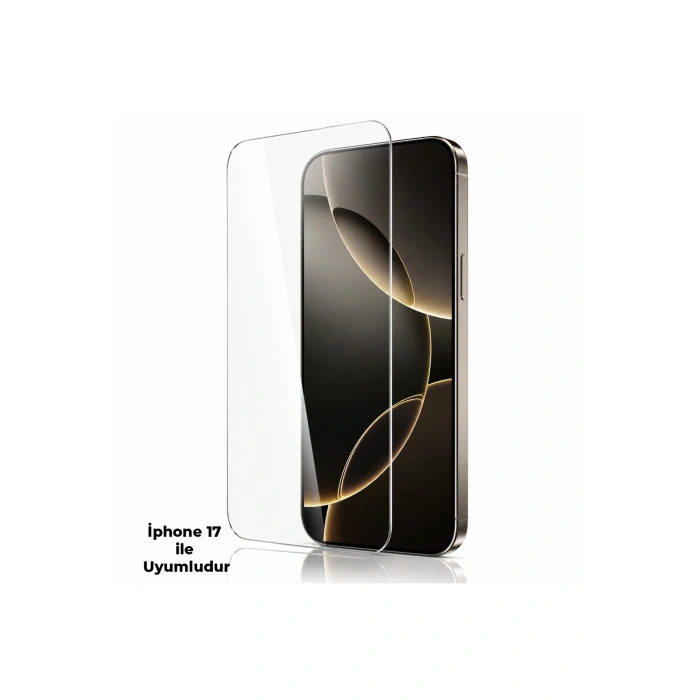 iPhone 17 ile Uyumlu 500C Temperli Kırılmaz Cam Ekran Koruyucu HD Şeffaf Tam Kaplayan Siyah Çerçevesiz Cam