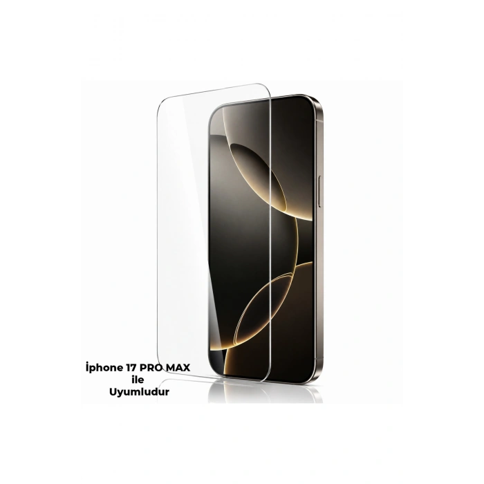 iPhone 17 PRO MAX ile Uyumlu 500C Temperli Kırılmaz Cam Ekran Koruyucu HD Şeffaf Tam Kaplayan Siyah Çerçevesiz Cam