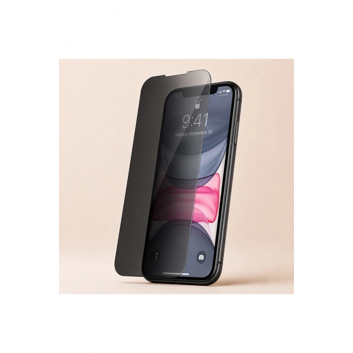 iPhone 11 ile Uyumlu 500C Privacy Temperli Kırılmaz Cam Ekran Koruyucu HD Şeffaf Tam Kaplayan Çerçevesiz Hayalet Cam