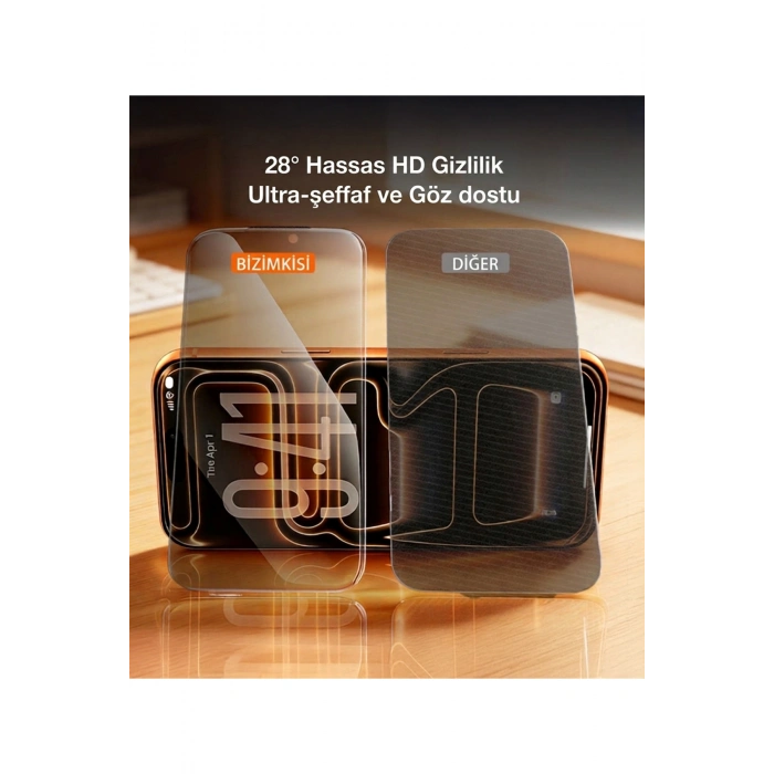 • iPhone 13 / 13PRO / 14 / 16E / 17E ile Uyumlu 500C Privacy Temperli Kırılmaz Cam Ekran Koruyucu HD Şeffaf Tam Kaplayan Çerçevesiz Hayalet Cam