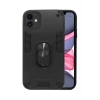 Apple Iphone 11 Kılıf Vega Metal Yüzüklü Standlı Tank Silikon Siyah