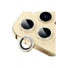 Iphone 11 Pro Max Taşlı Kamera Lens Koruyucu Çerçeveli Koruyucu Gold