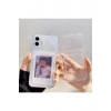 iPhone 15 Pro ile Uyumlu Kamera Korumalı Şeffaf Kartlık Bölmeli Silikon Kılıf Card Case