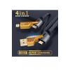 4 in 1 Çok Fonksiyonlu PD Lightning USB-A Çelik Örgü Kopmaz Yırtılmaz Şarj ve Data Kablosu