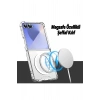 Samsung Galaxy Z Flip 7 ile Uyumlu Kablosuz Şarj Magsafe Özellikli Şeffaf Silikon Kılıf
