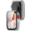Huawei Watch Fit 4 Uyumlu Şeffaf PC Kasa Ve Ekran Koruyucu Siyah Çizgili Full Cover Case