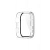 Huawei Watch Fit 4 Uyumlu Şeffaf PC Kasa Ve Ekran Koruyucu Siyah Çizgili Full Cover Case