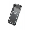 iPhone 17 Air ile Uyumlu Kılıf Şeffaf Silikon, Kamera Korumalı, Kartlık Bölmeli Card Case