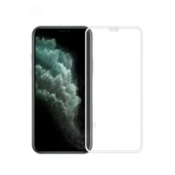 Apple Iphone 11 Pro Max Komple Kapatan Kırılmaz Cam Ekran Koruyucu Beyaz