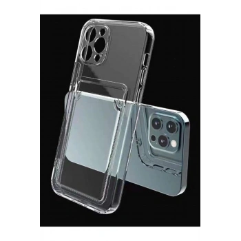 Iphone 11 Pro Uyumlu Kamera Korumalı Kartlıklı Şeffaf Kılıf Card Case