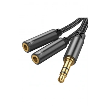 SY-A04 Splitter Y Kulaklık Ayırıcı Ses Kablosu 0,2 m-Siyah