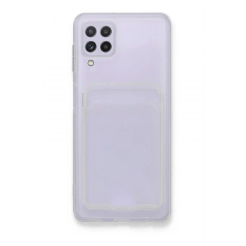 Samsung Galaxy A22/m32 Uyumlu Kamera Korumalı Şeffaf Kartlıklı Card Case