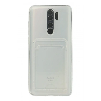 Xiaomi Redmi Note 8 Pro Uyumlu Kamera Korumalı Şeffaf Kartlıklı Card Case