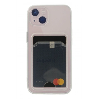 Iphone 13 Uyumlu Kamera Korumalı Şeffaf Kartlıklı Card Case