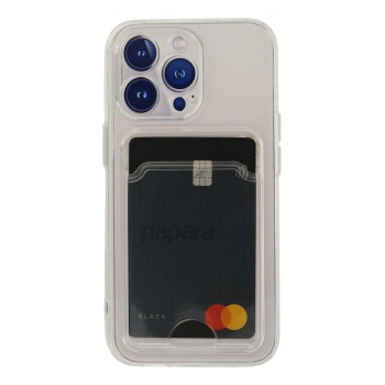 Iphone 13 Pro Uyumlu Kamera Korumalı Şeffaf Kartlıklı Card Case