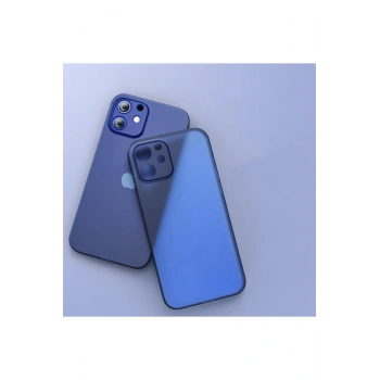 Iphone 12 Pro 0,2 mm Uyumlu Pp Buzlu Ultra Ince Sert Silikon Kamera Korumalı Kılıf Lacivert