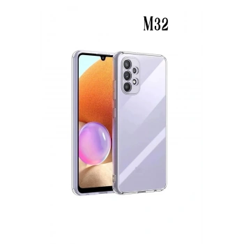 Samsung Galaxy M32 Ile Uyumlu Kamera Korumalı Şeffaf Tıpalı Silikon Kılıf