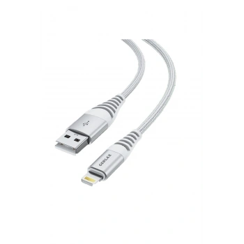 Lightning Iphone Beyaz Hasır Örgülü Şarj Ve Data Kablosu 2.4a - 1,2m