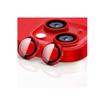 Iphone 14-14 Plus Ve 15-15 Plus Uyumlu Lens Koruma Kırmızı