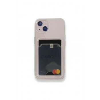 Iphone 14 Uyumlu Kamera Korumalı Şeffaf Kartlıklı Card Case
