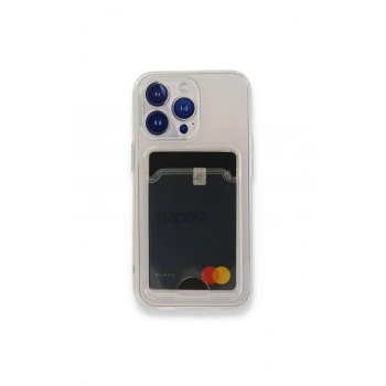 Iphone 14 Pro Uyumlu Kamera Korumalı Şeffaf Kartlıklı Card Case