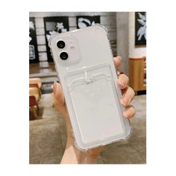 Iphone 14 Plus Ile Uyumlu Şeffaf Anti Şok Darbelere Karşı Koruyu Kamera Korumalı Kartlıklı Kılıf