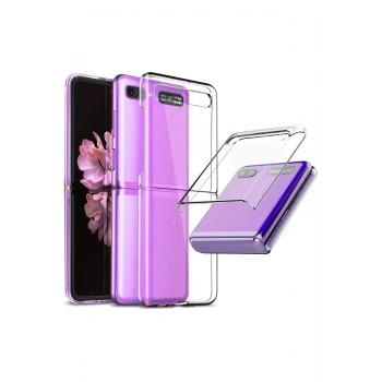 Samsung Z Flip 4 Ile Uyumlu 2 Parçalı Şeffaf Kılıf