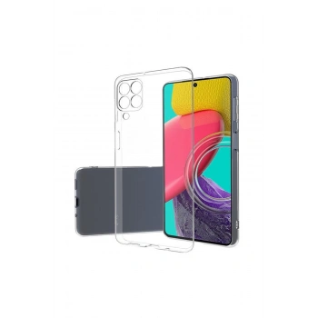 Samsung Galaxy M53 Ile Uyumlu Kamera Korumalı Şarj Girişi Tıpalı Şeffaf Silikon Kılıf