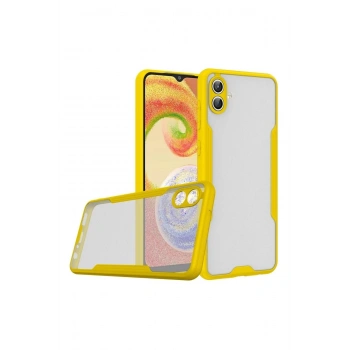 Samsung Galaxy A04 Uyumlu Kenarları Renkli Mat Şeffaf Kamera Korumalı Silikon Kılıf