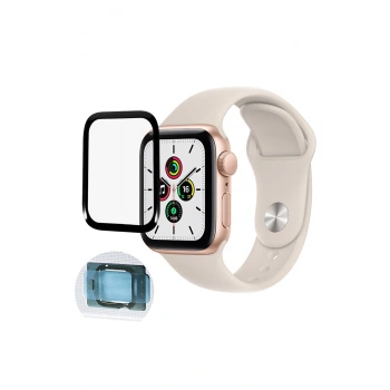 Apple Watch 38mm ile Uyumlu Kolay Kurulum Otomatik Hizalama Aparatlı Tam Kaplayan Ekran Koruyucu