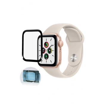 Apple Watch 41mm ile Uyumlu Kolay Kurulum Otomatik Hizalama Aparatlı Tam Kaplayan Ekran Koruyucu